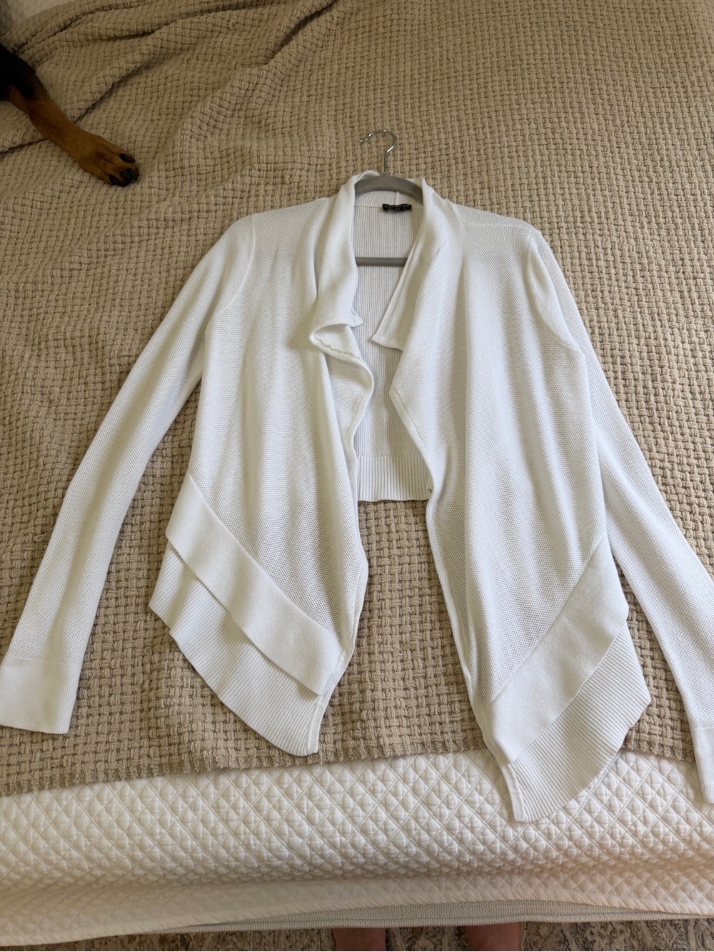 Express White Draped Open-Front Knit sweater